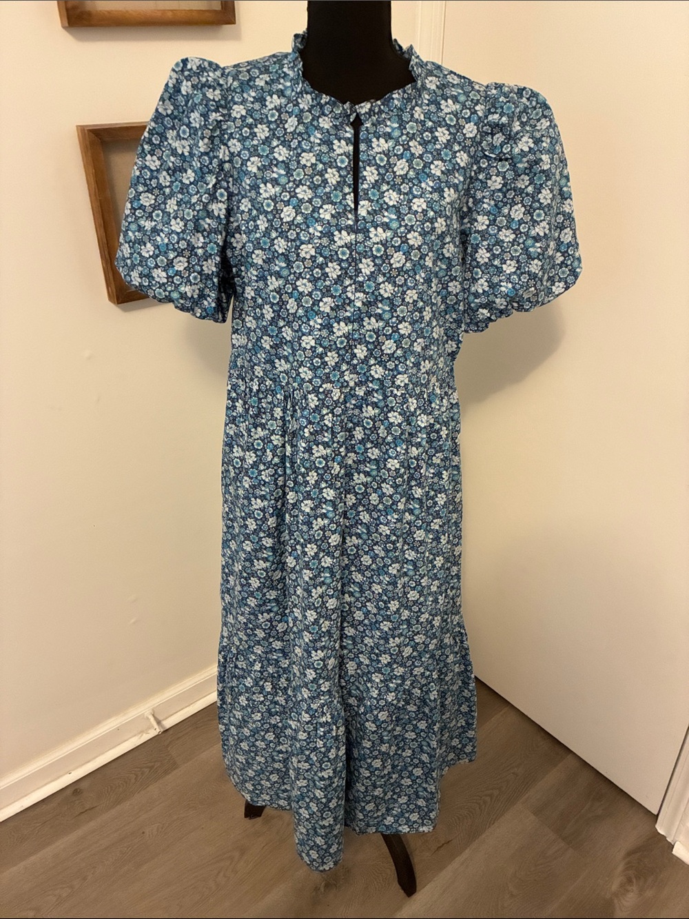 Tuckernuck Hyacinth House Zip Front Bluebells Floral Midi Dress Medium - Picture 6 of 10